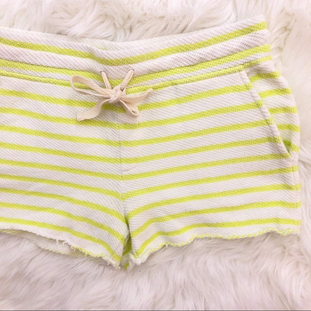Lou & Grey Neon Green Striped Drawstring Shorts